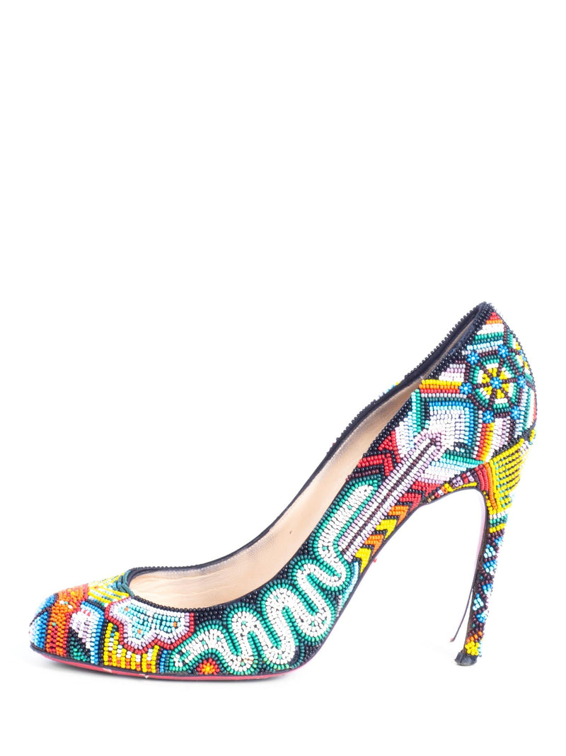 Christian Louboutin Beaded Round Toe Pumps Multicolor-designer resale