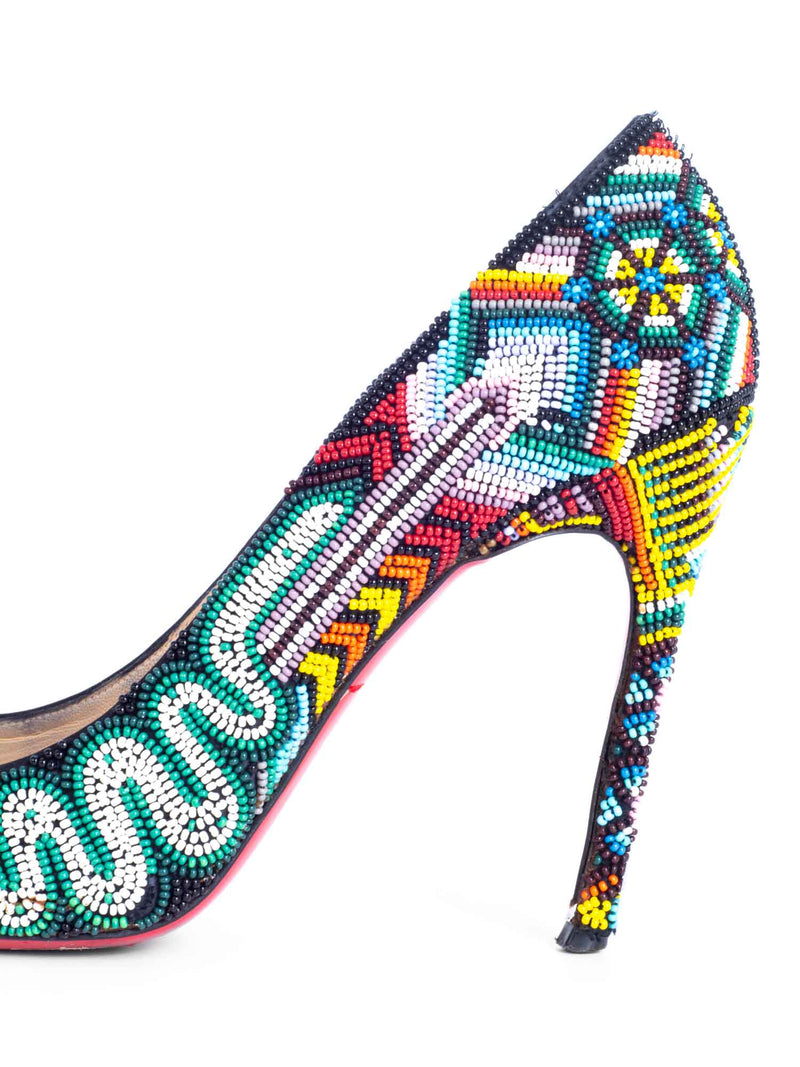 Christian Louboutin Beaded Round Toe Pumps Multicolor