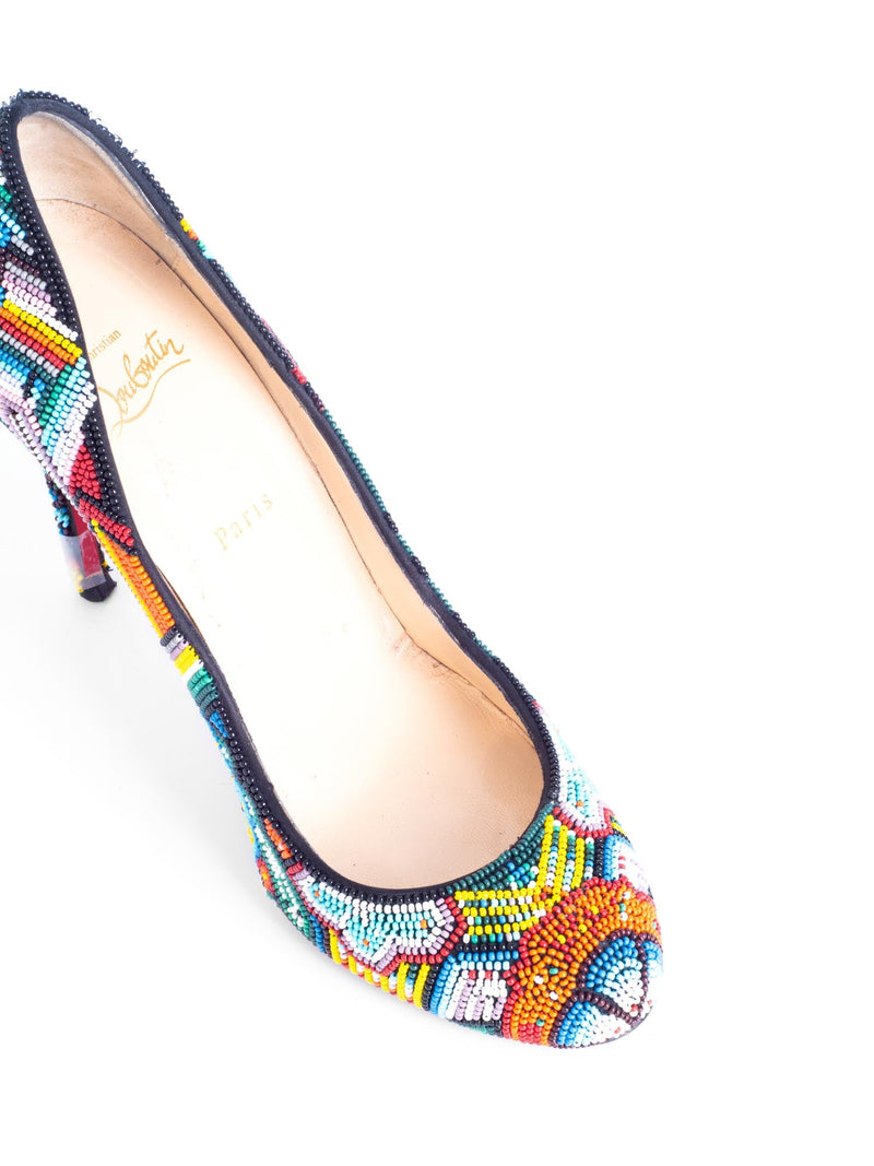 Christian Louboutin Beaded Round Toe Pumps Multicolor-designer resale