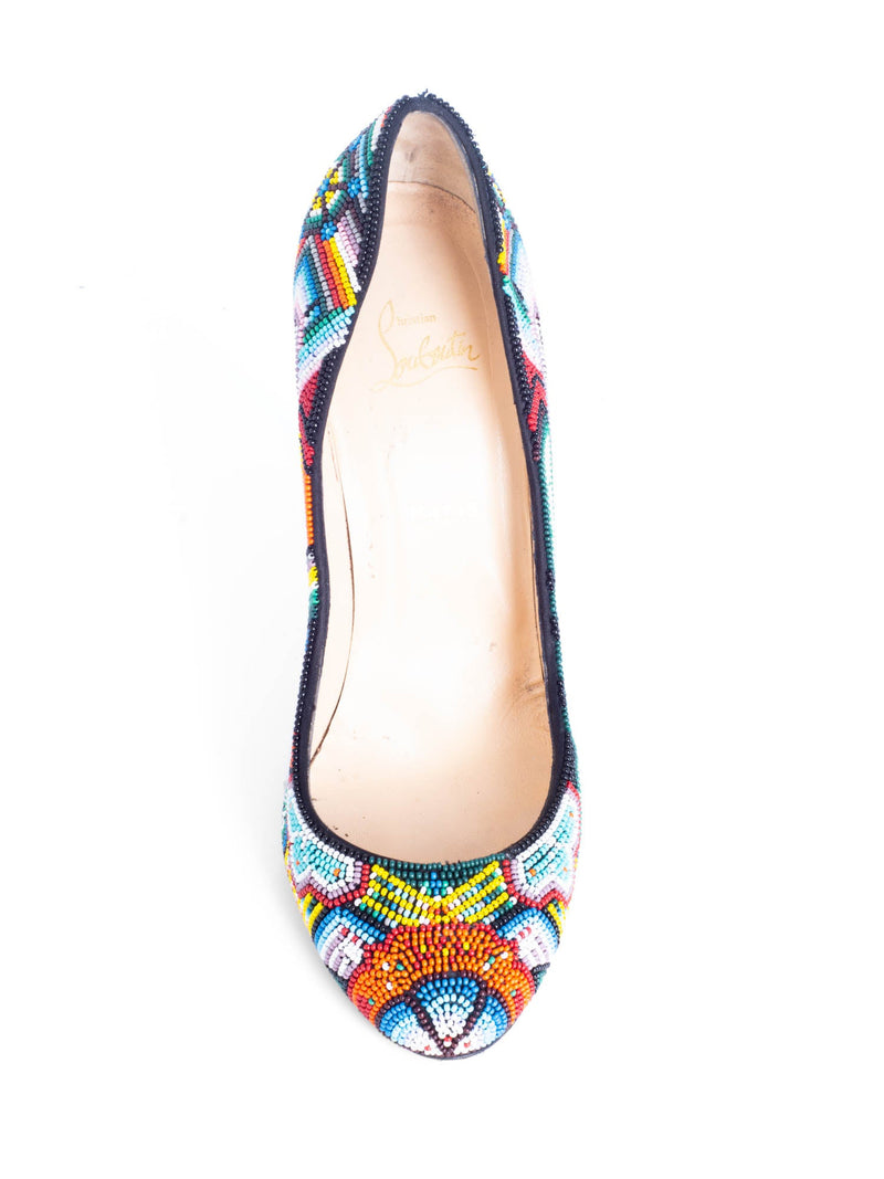 Christian Louboutin Beaded Round Toe Pumps Multicolor-designer resale