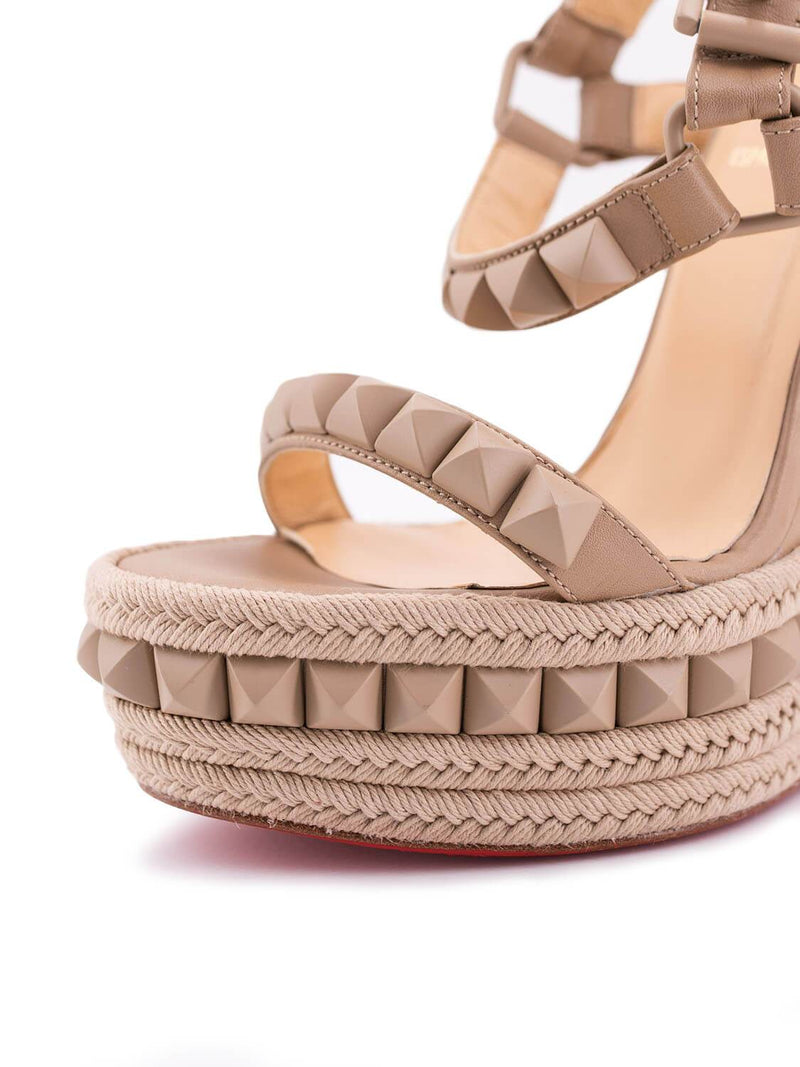 Christian Louboutin Cataclou Wedge Sandals Beige-designer resale
