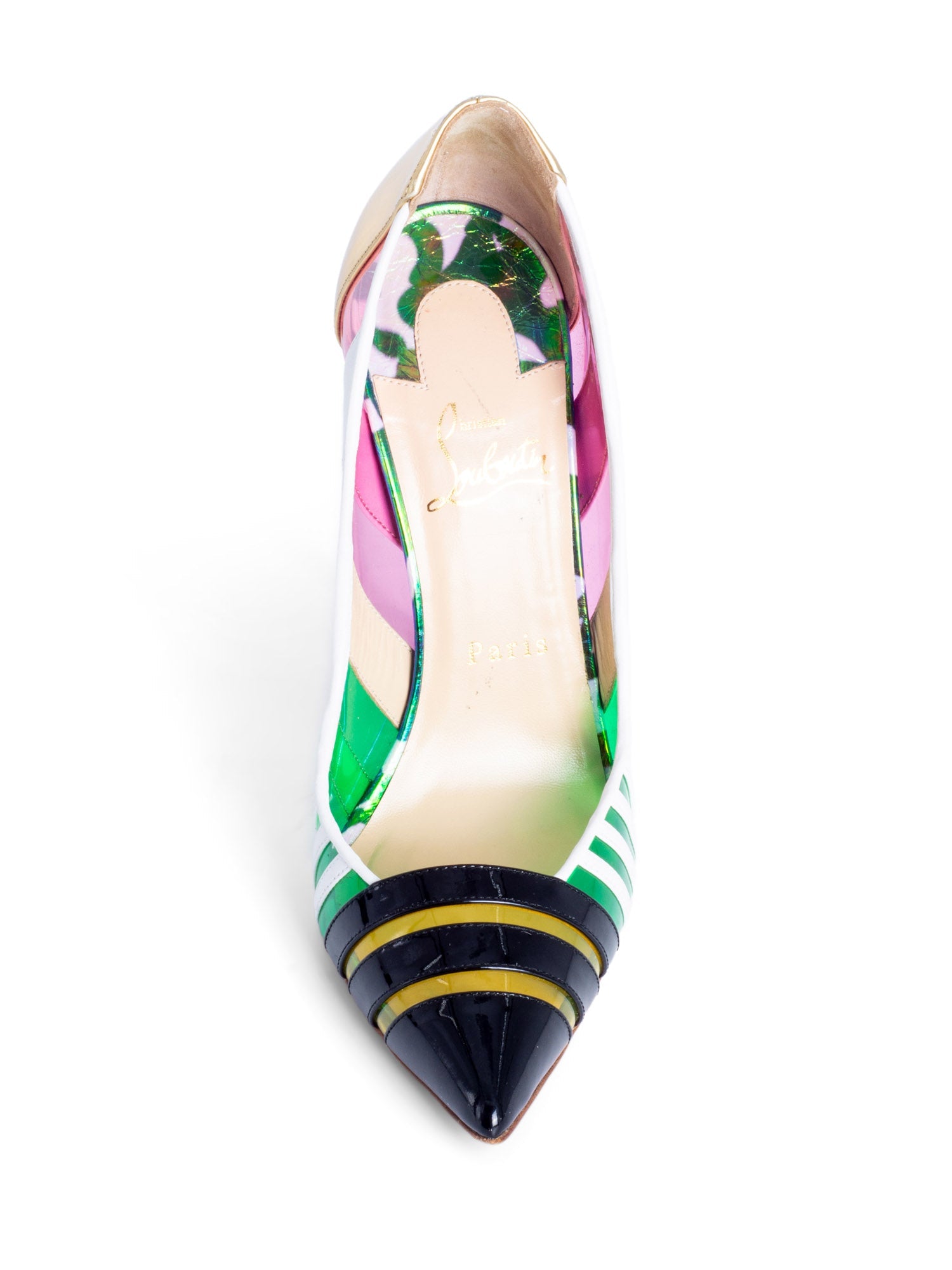 Christian Louboutin Leather Bandy 100 Striped Pumps Multicolor