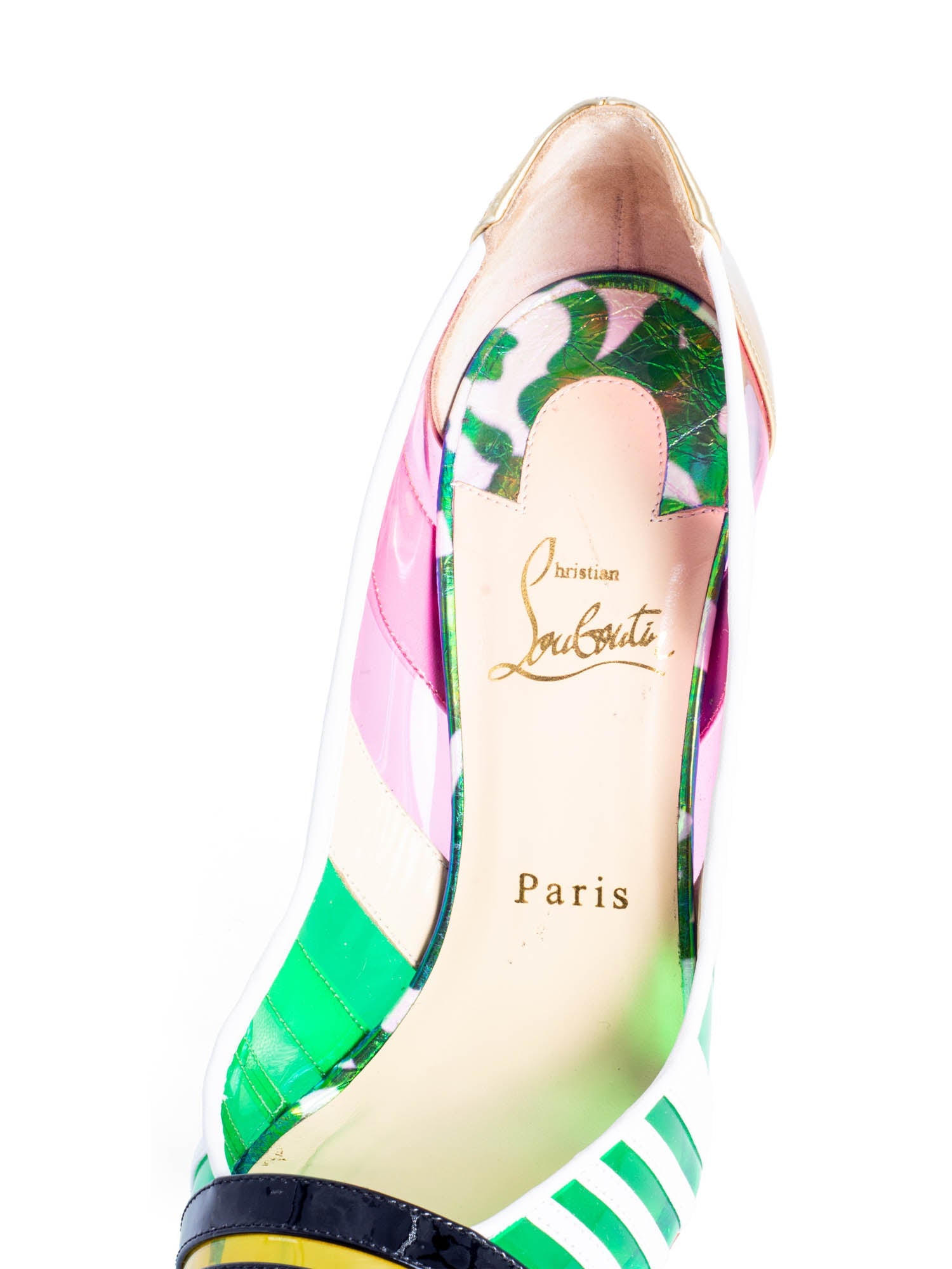 Christian Louboutin Leather Bandy 100 Striped Pumps Multicolor