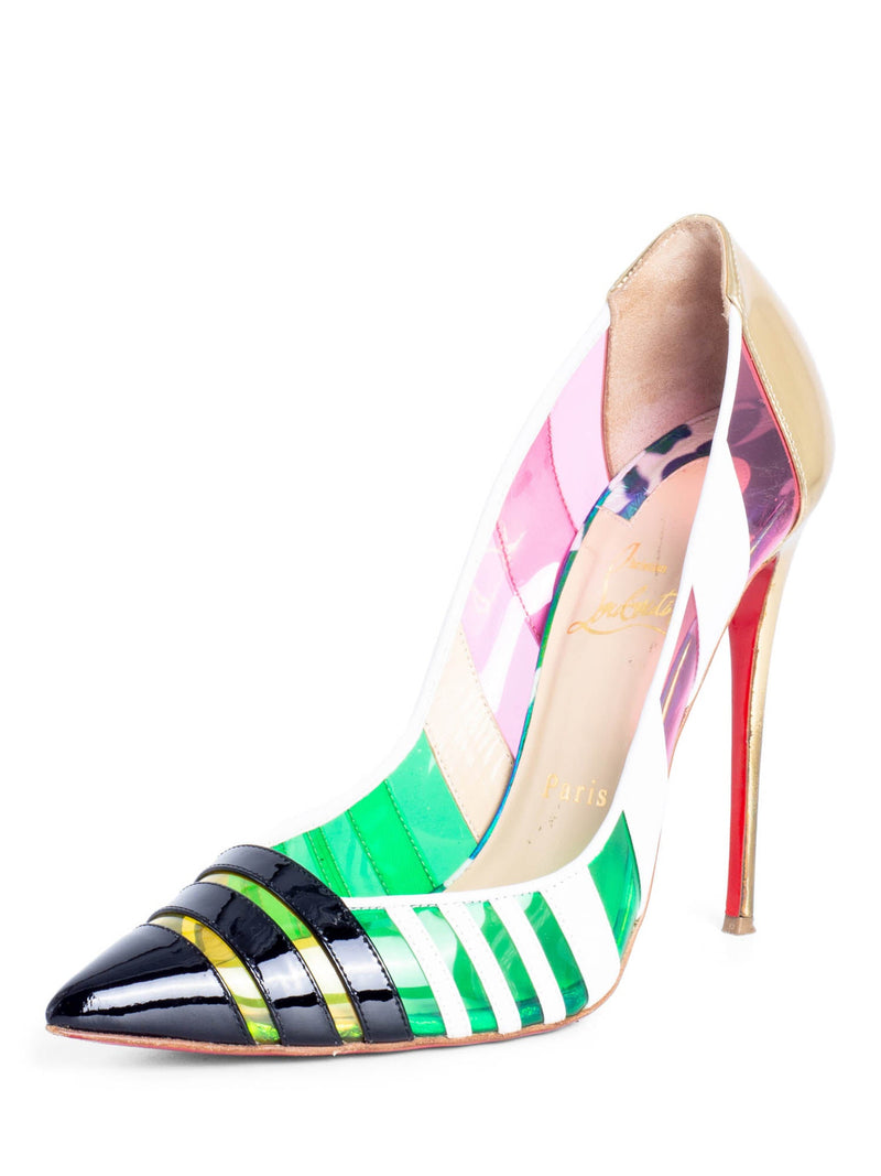 Christian Louboutin Leather Bandy 100 Striped Pumps Multicolor-designer resale