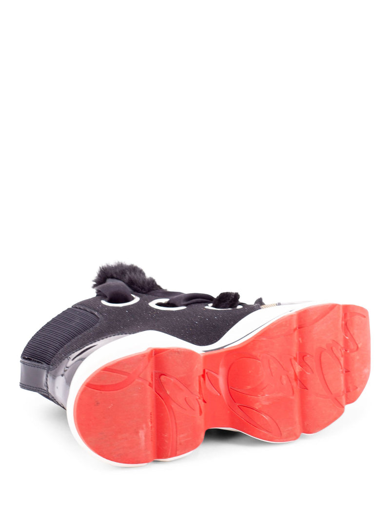 Christian Louboutin Leather Fur Marellaski High Sneaker Boots Black-designer resale