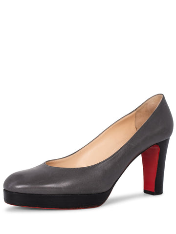 Christian Louboutin Leather Platform Heels Grey-designer resale