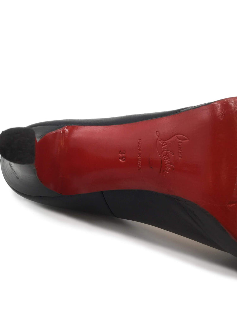 Christian Louboutin Leather Round Toe Platform Pumps Black Size 39-designer resale