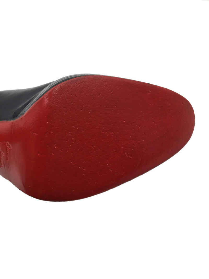 Christian Louboutin Leather Round Toe Platform Pumps Black Size 39-designer resale