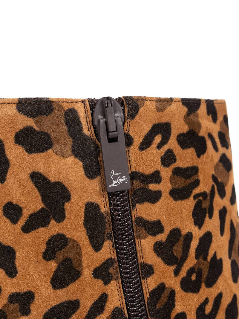 Christian Louboutin Leather Suede Leopard Print Eloise 85 Ankle Boots-designer resale