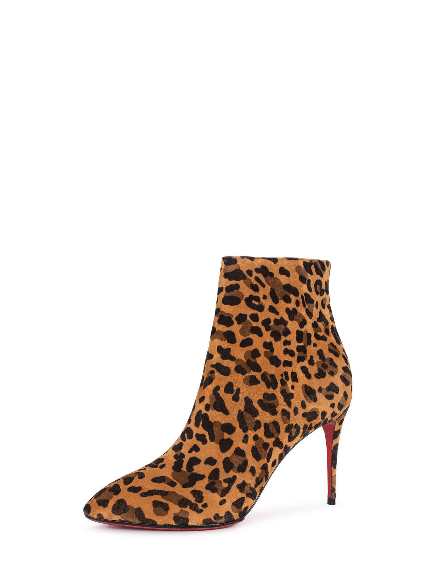 Christian Louboutin Leather Suede Leopard Print Eloise 85 Ankle Boots-designer resale