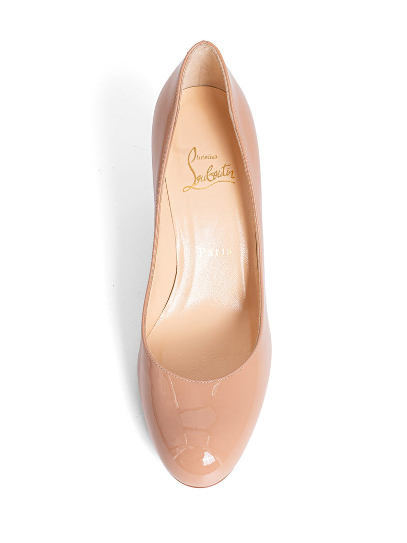 Christian Louboutin Patent Leather Round Toe Pumps 70 Nude-designer resale