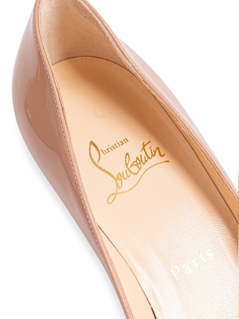Christian Louboutin Patent Leather Round Toe Pumps 70 Nude-designer resale