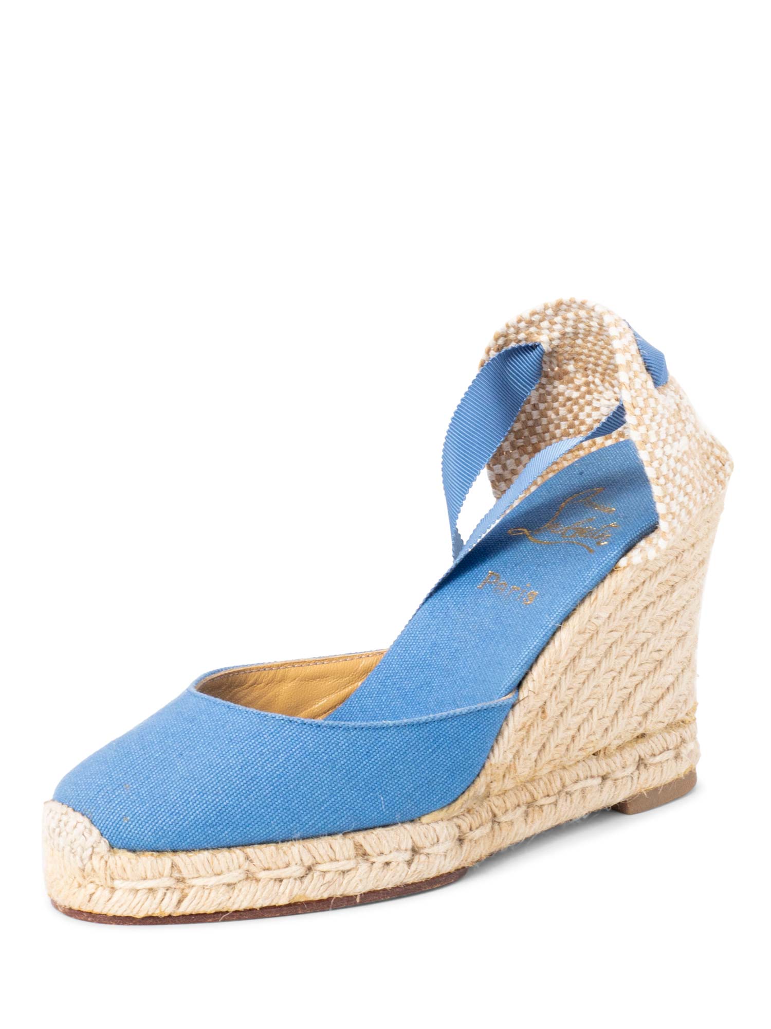 Christian Louboutin Platform Wedge Shoes Blue-designer resale
