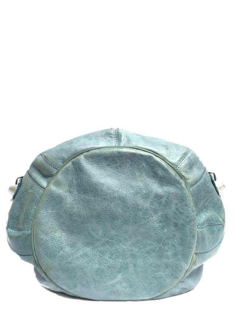 City Bucket Bag Light Blue Leather Silver Hardware-designer resale