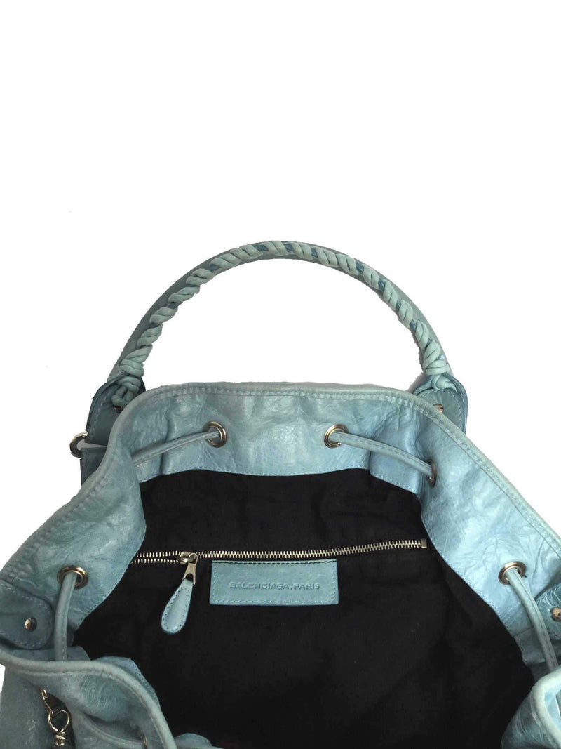 City Bucket Bag Light Blue Leather Silver Hardware-designer resale