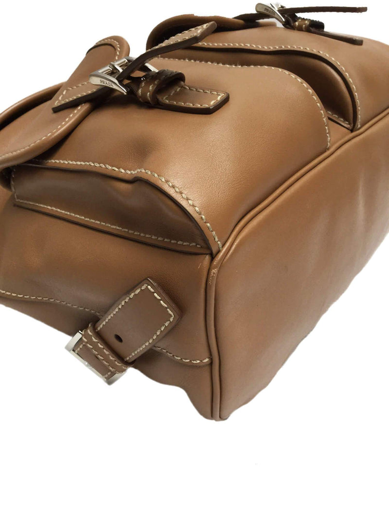 City Sport Zainetto Caramel Brown Leather Backpack Bag-designer resale