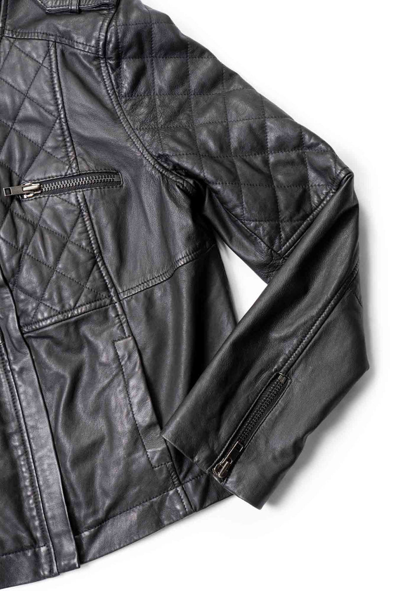 Comptoir Des Cotonniers Quilted Leather Biker Jacket Black-designer resale