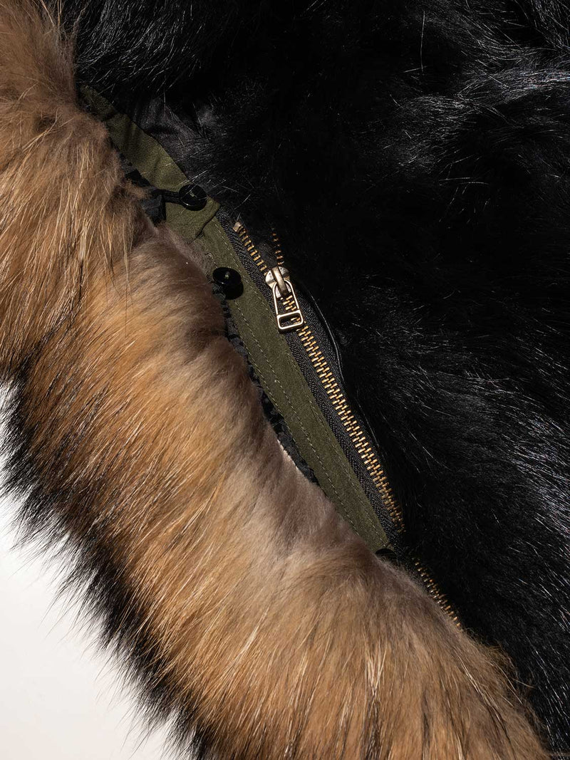 Custom Fox Fur Lined Coat Green-designer resale