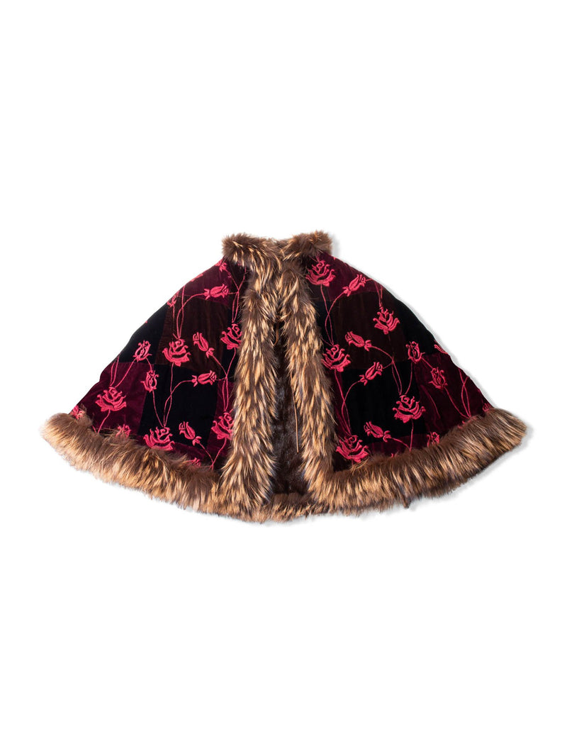 Custom Mink Fox Velvet Reversible Poncho Coat-designer resale