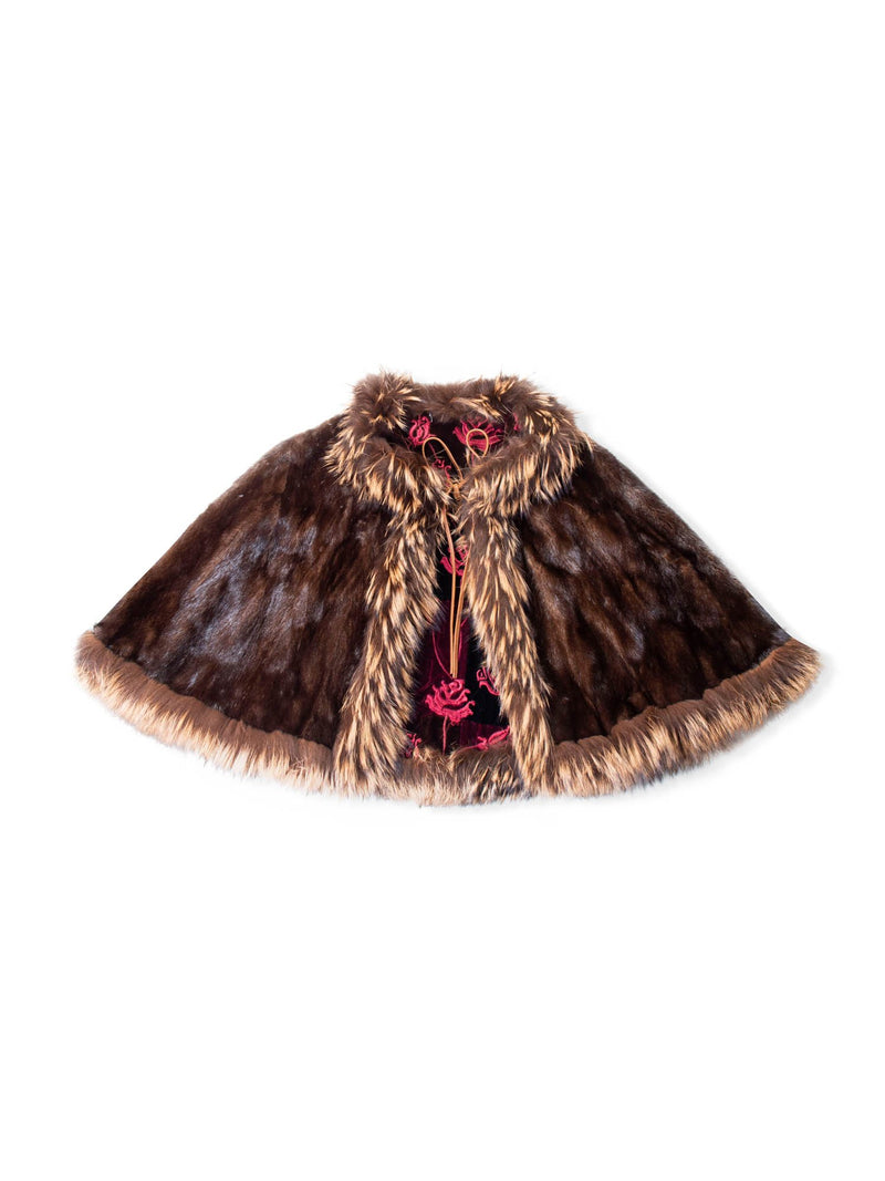 Custom Mink Fox Velvet Reversible Poncho Coat-designer resale