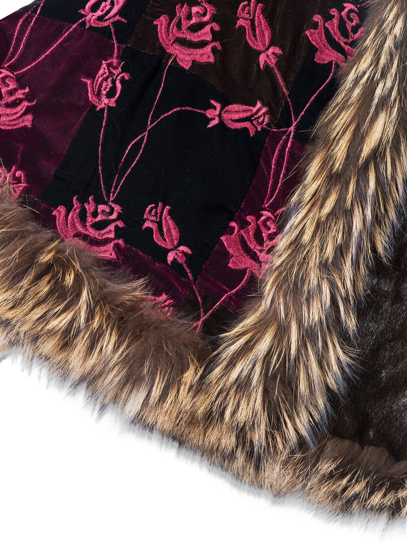 Custom Mink Fox Velvet Reversible Poncho Coat-designer resale