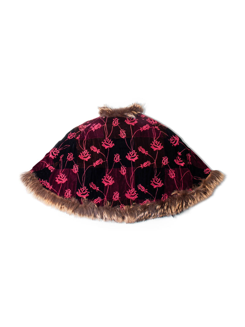 Custom Mink Fox Velvet Reversible Poncho Coat-designer resale