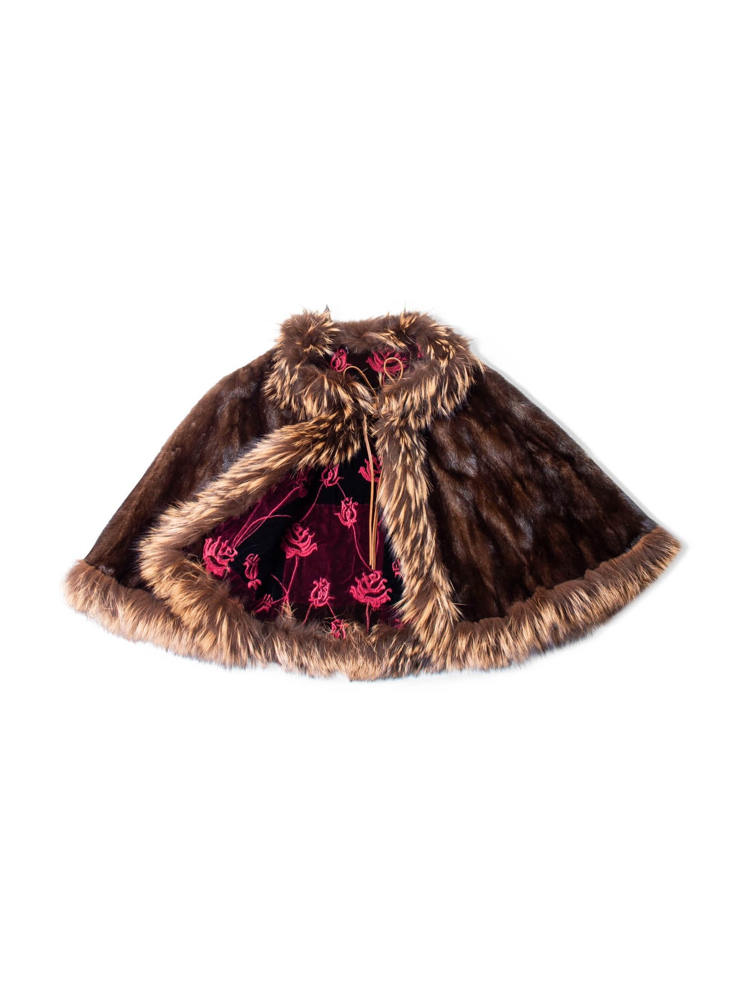 Custom Mink Fox Velvet Reversible Poncho Coat-designer resale