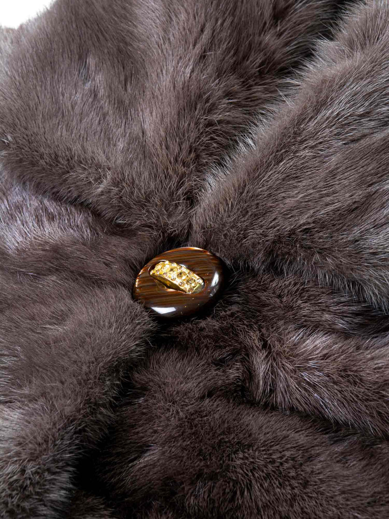 Custom Sable Mink Fur Hooded Coat Taupe-designer resale
