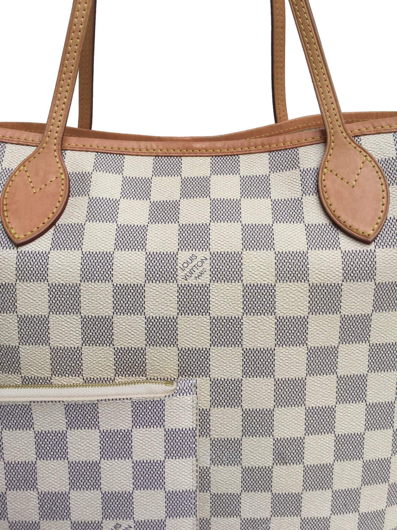Damier Azur Neverfull MM Tote Bag with Pouch-designer resale