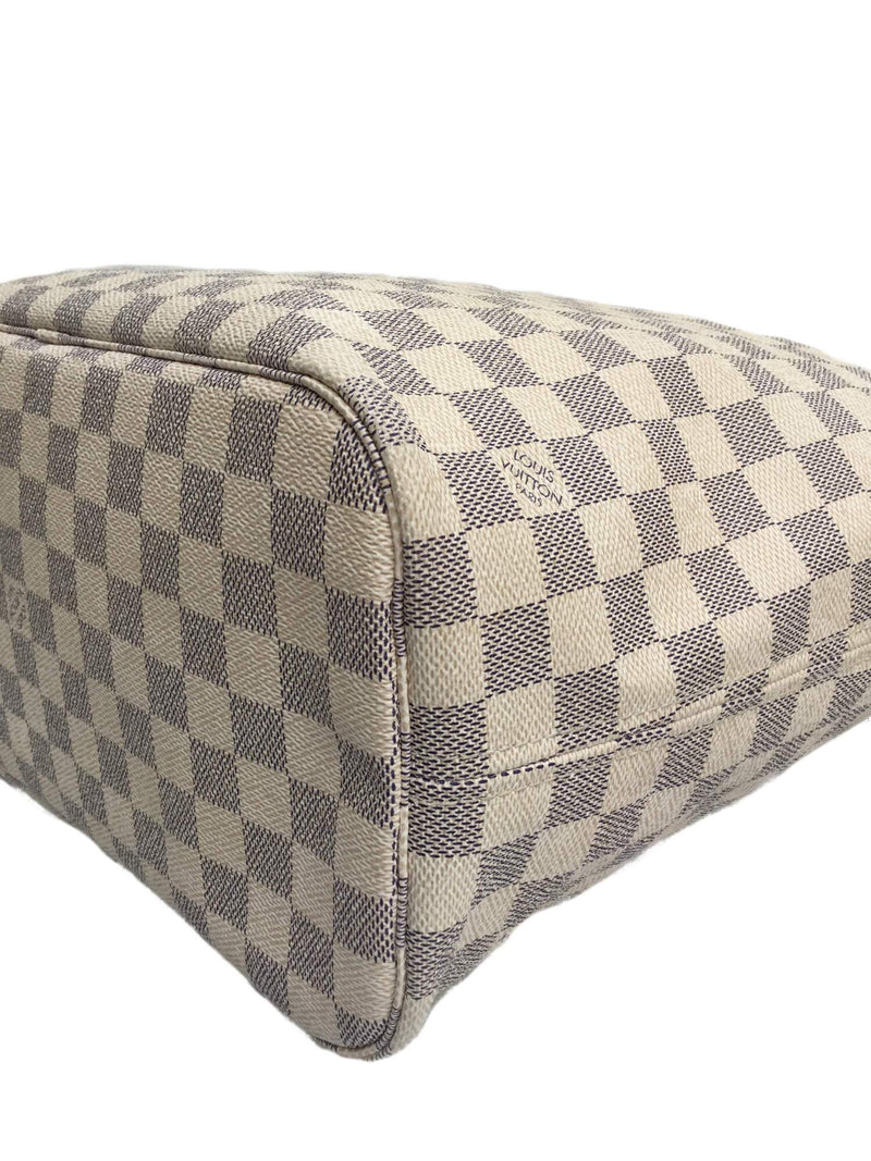 Damier Azur Neverfull MM Tote Bag with Pouch-designer resale