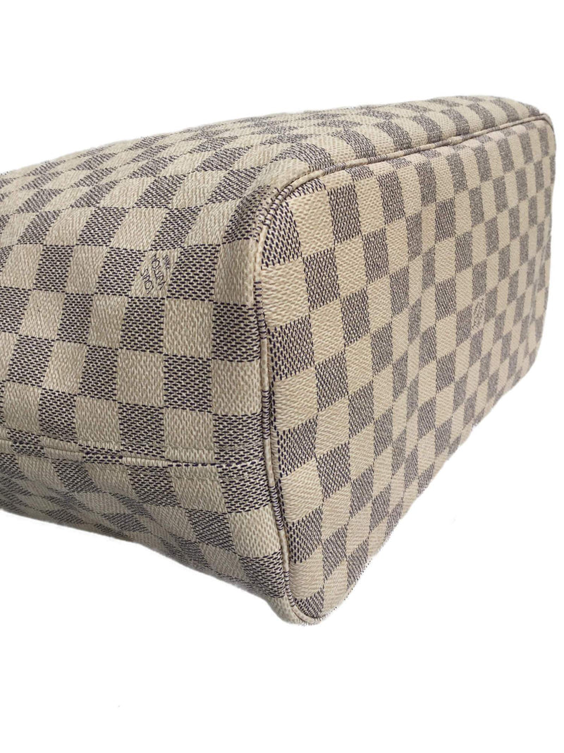 Damier Azur Neverfull MM Tote Bag with Pouch-designer resale