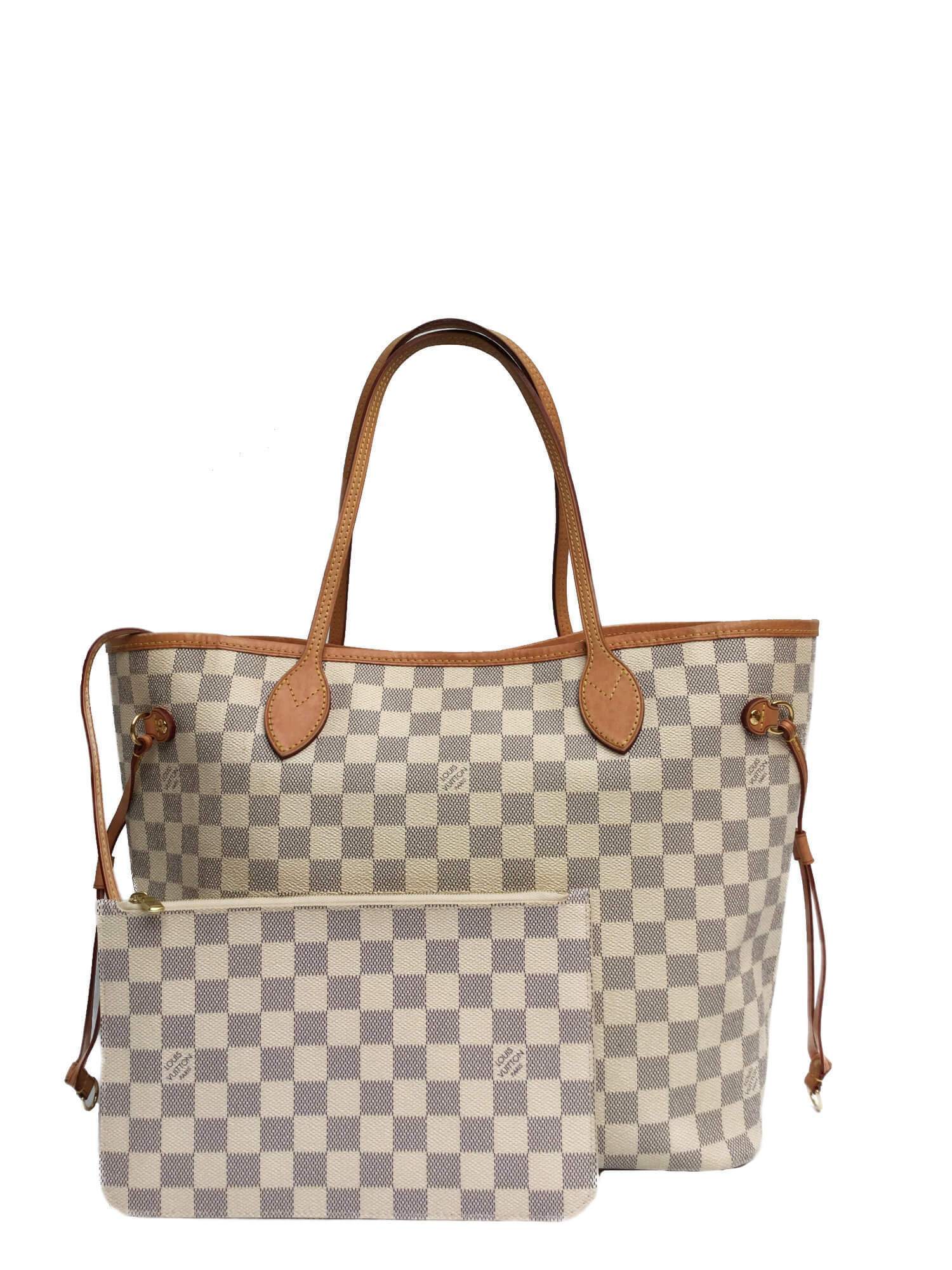 Damier Azur Neverfull MM Tote Bag with Pouch-designer resale