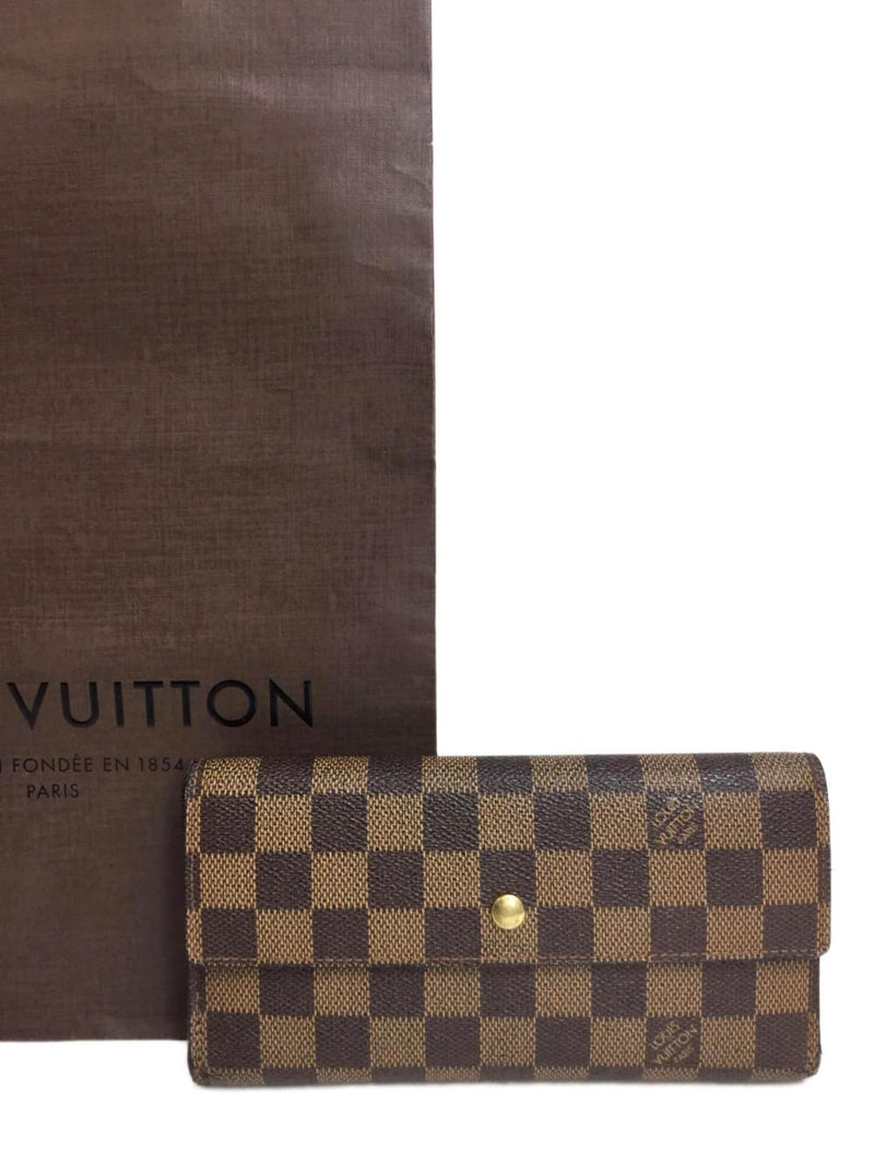 Damier Ebene Flap Wallet Clutch-designer resale