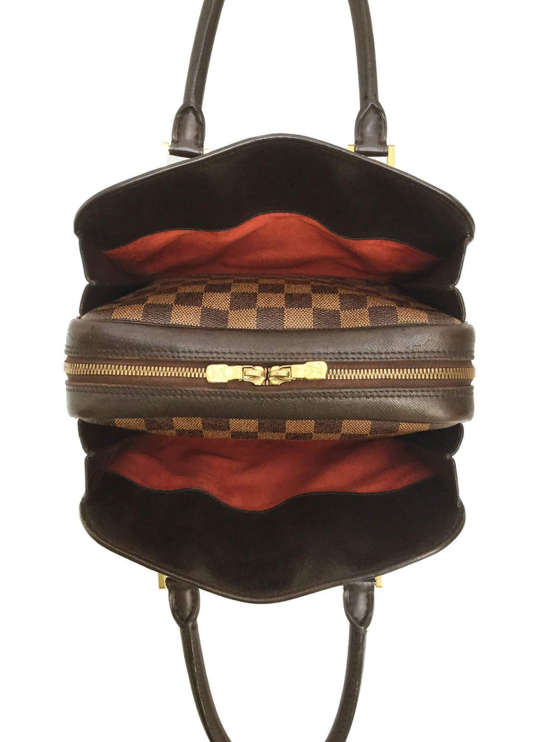 Damier Ebene Triana Top Handle Bag Gold-designer resale
