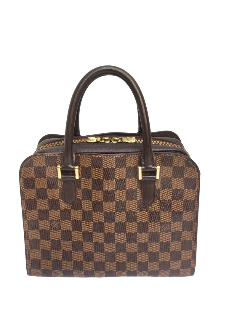 Damier Ebene Triana Top Handle Bag Gold-designer resale