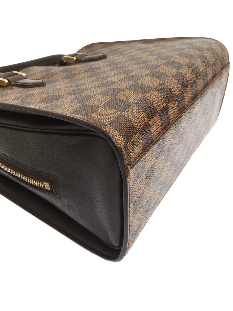 Damier Ebene Triana Top Handle Bag Gold-designer resale