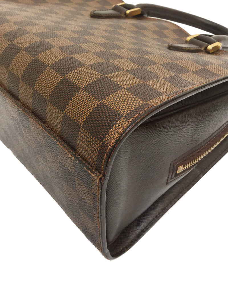 Damier Ebene Triana Top Handle Bag Gold-designer resale