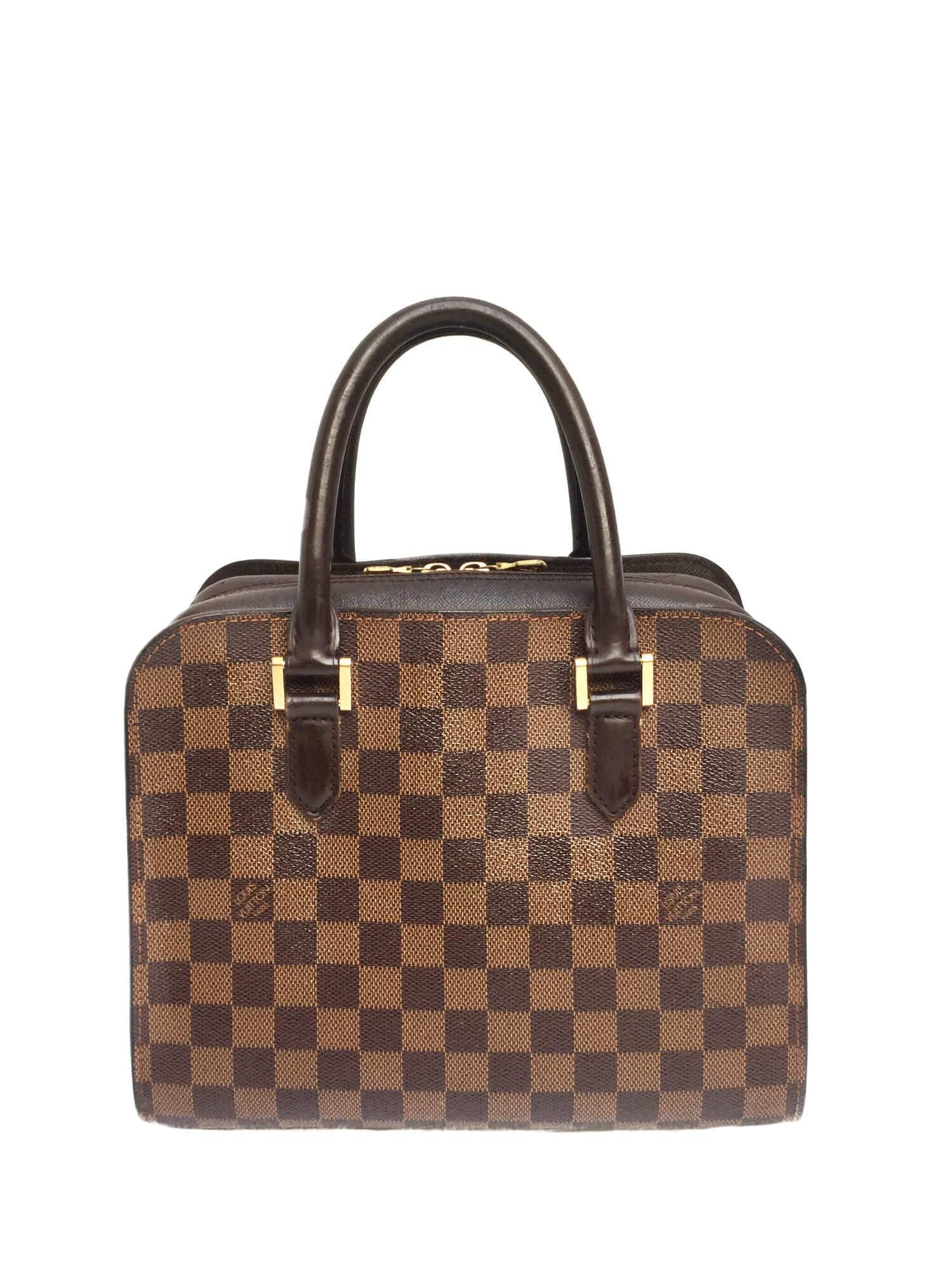 Damier Ebene Triana Top Handle Bag Gold-designer resale