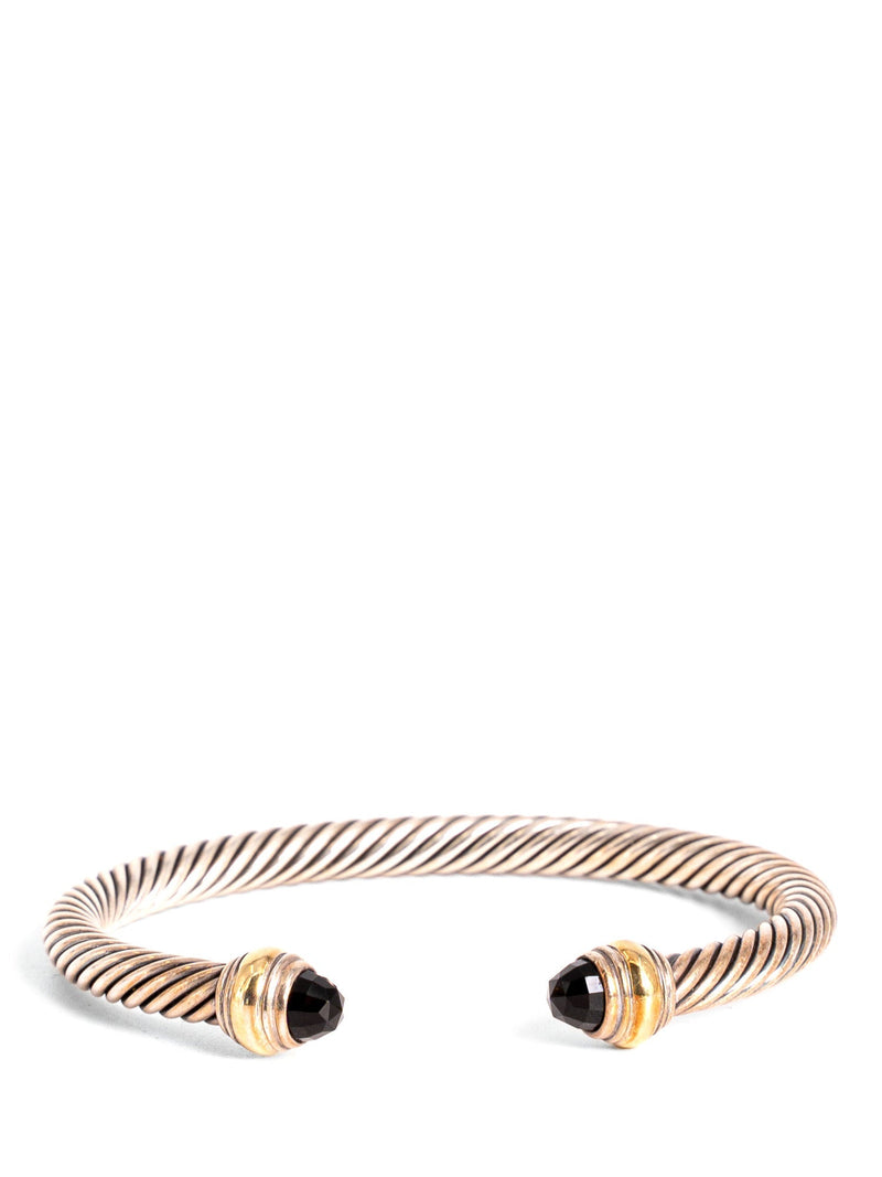 David Yurman 18K Gold Onyx Cuff Bracelet Silver-designer resale