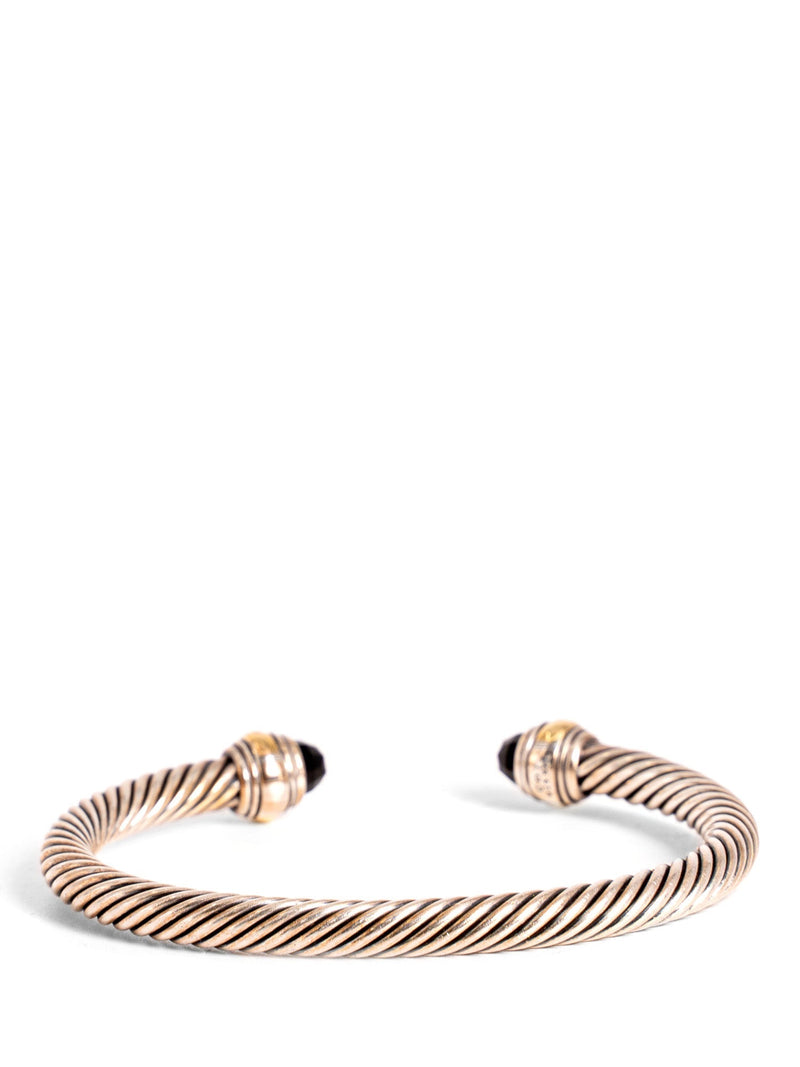 David Yurman 18K Gold Onyx Cuff Bracelet Silver-designer resale