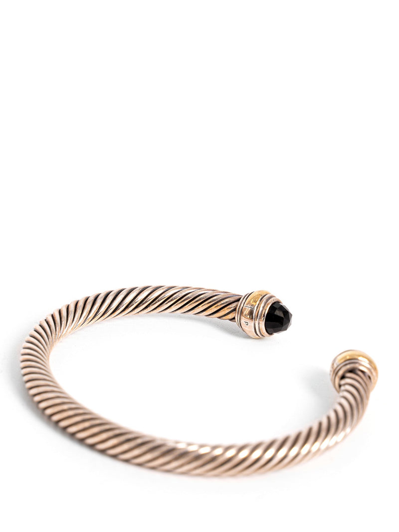 David Yurman 18K Gold Onyx Cuff Bracelet Silver-designer resale