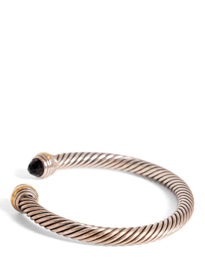 David Yurman 18K Gold Onyx Cuff Bracelet Silver-designer resale