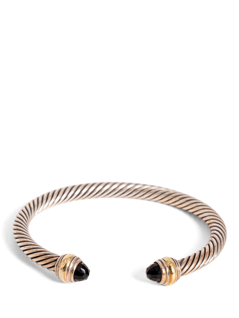 David Yurman 18K Gold Onyx Cuff Bracelet Silver-designer resale