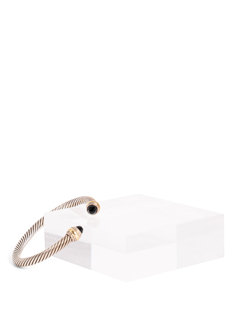 David Yurman 18K Gold Onyx Cuff Bracelet Silver-designer resale