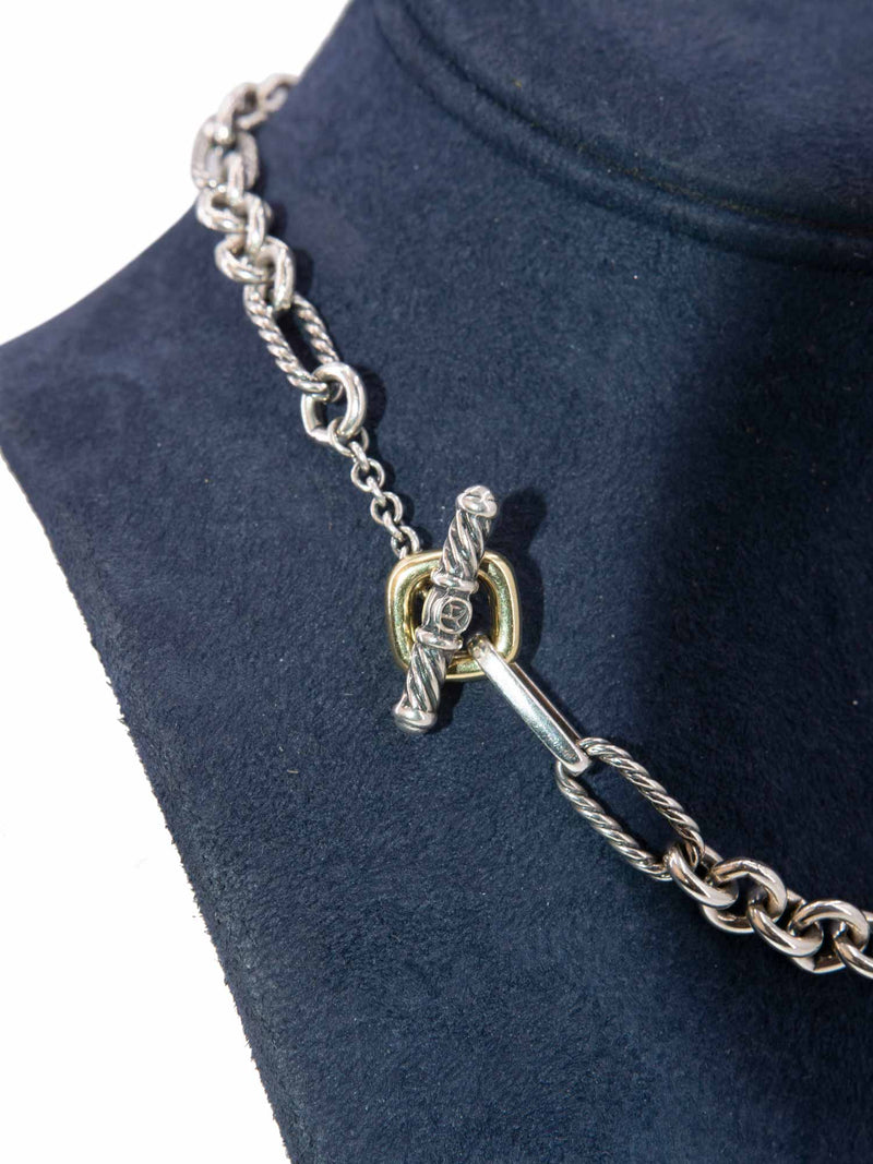 David Yurman 24 Karat Gold Sterling Silver Chain Link Necklace-designer resale