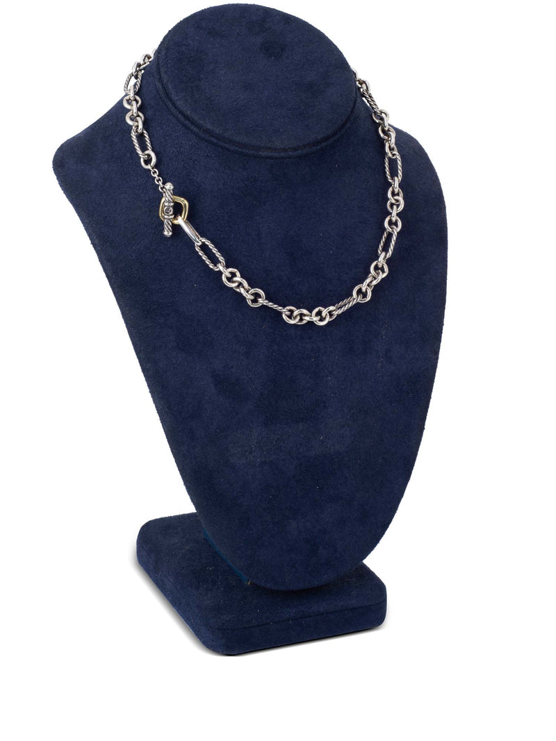 David Yurman 24 Karat Gold Sterling Silver Chain Link Necklace-designer resale