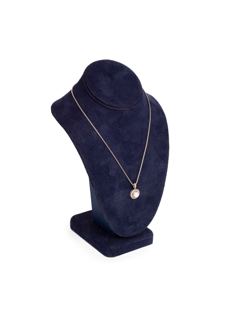David Yurman Diamonds Pearl Sterling Silver Necklace-designer resale