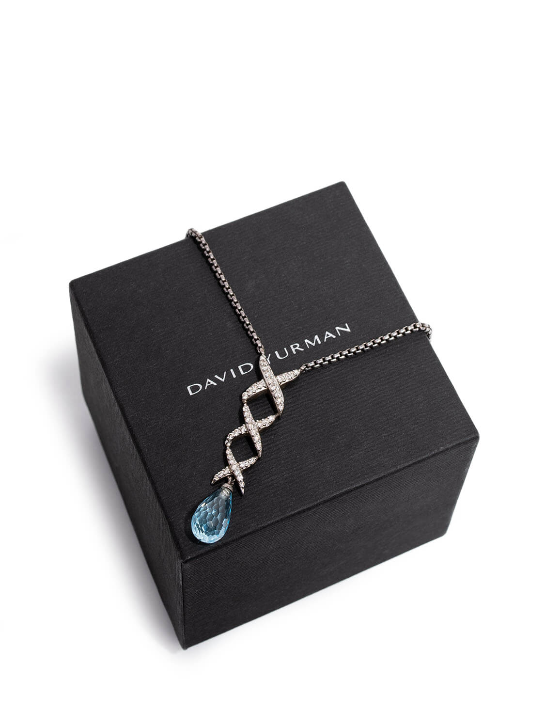 David Yurman Triple X Diamond Blue Topaz Necklace-designer resale