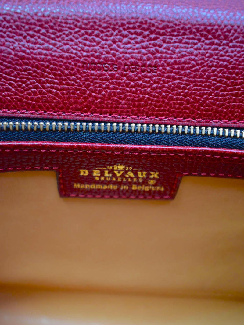 Delvaux Grained Calfskin Brillant Mini Satchel Red-designer resale