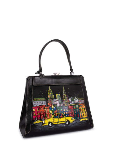 Delvaux Leather Illusion Top Handle Kelly Bag Black-designer resale